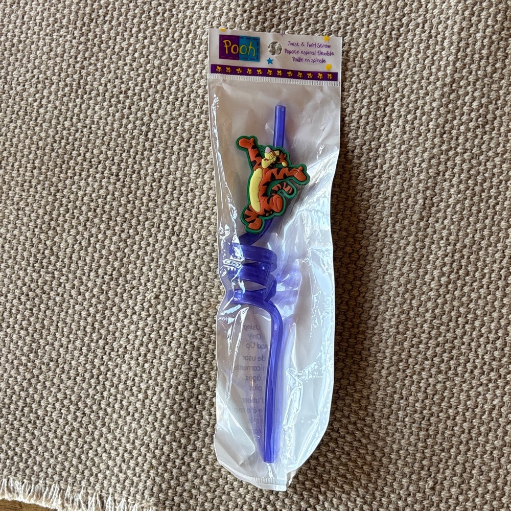 Winnie the Pooh Tigger Twist & Twirl Spiral Drinking Straw - Purple Vintage